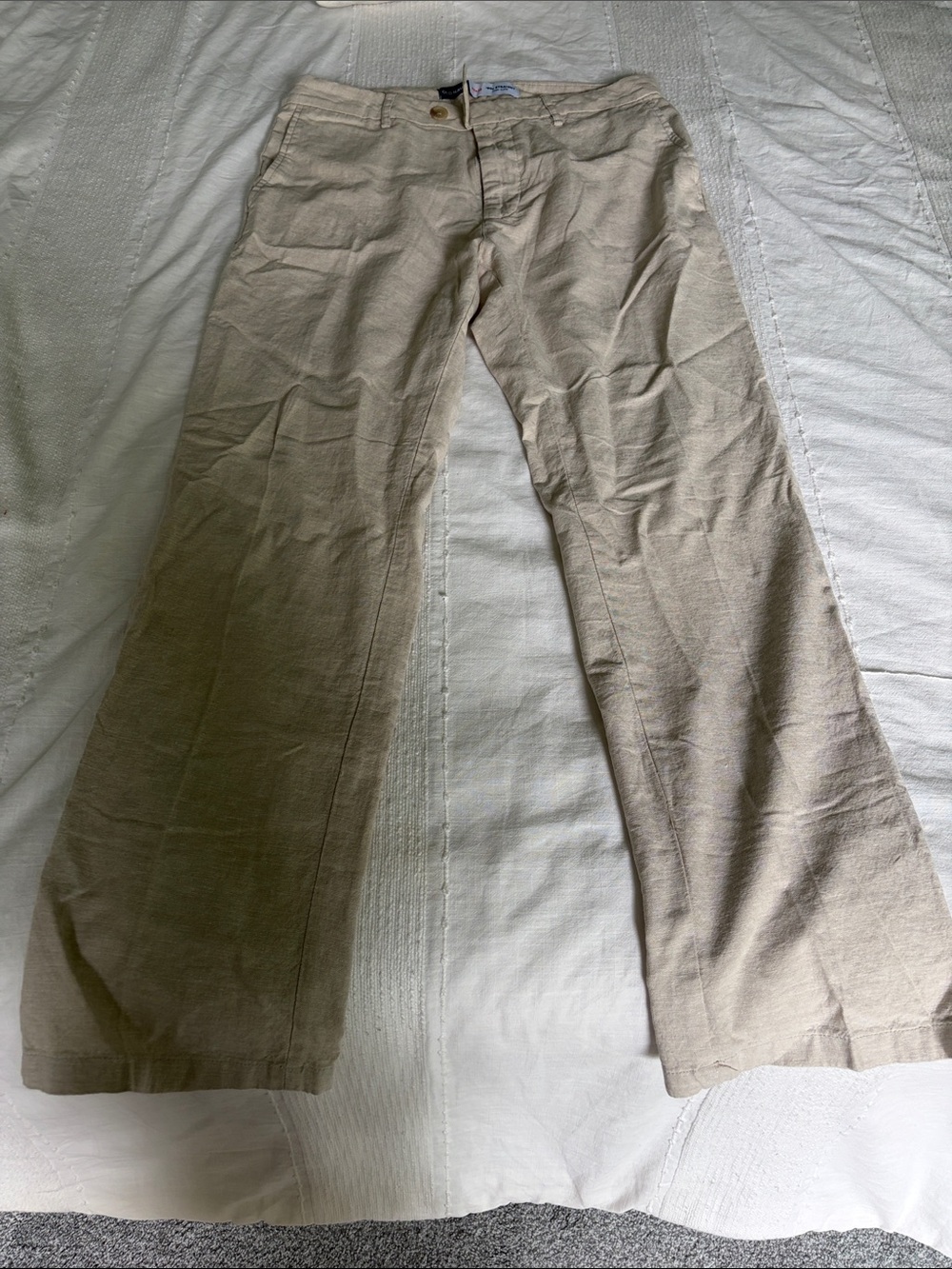 Men's Khaki Linen-Blend Pants - 90s straight - new without tags